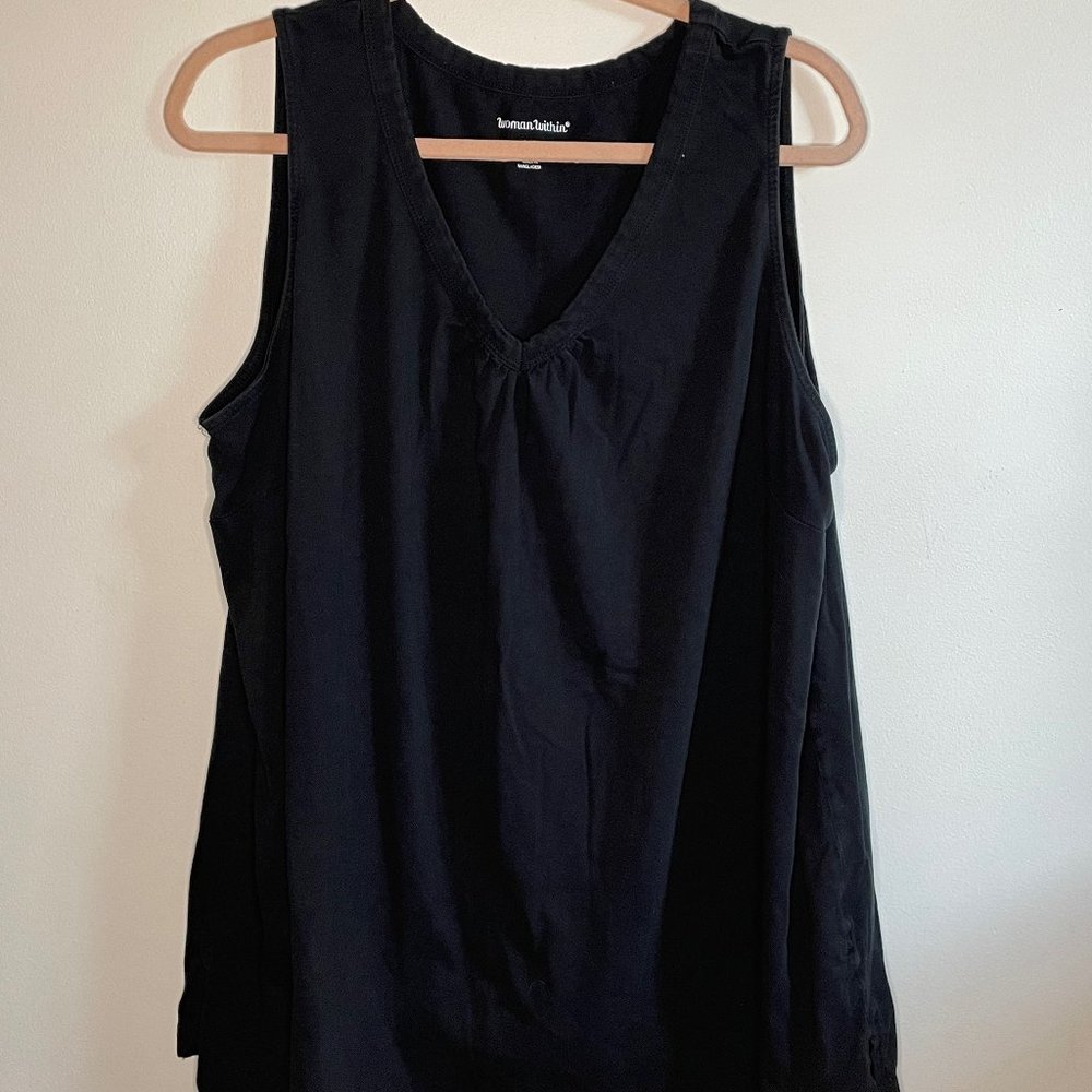 Woman Within 26/28 2X Black Sleevless Top